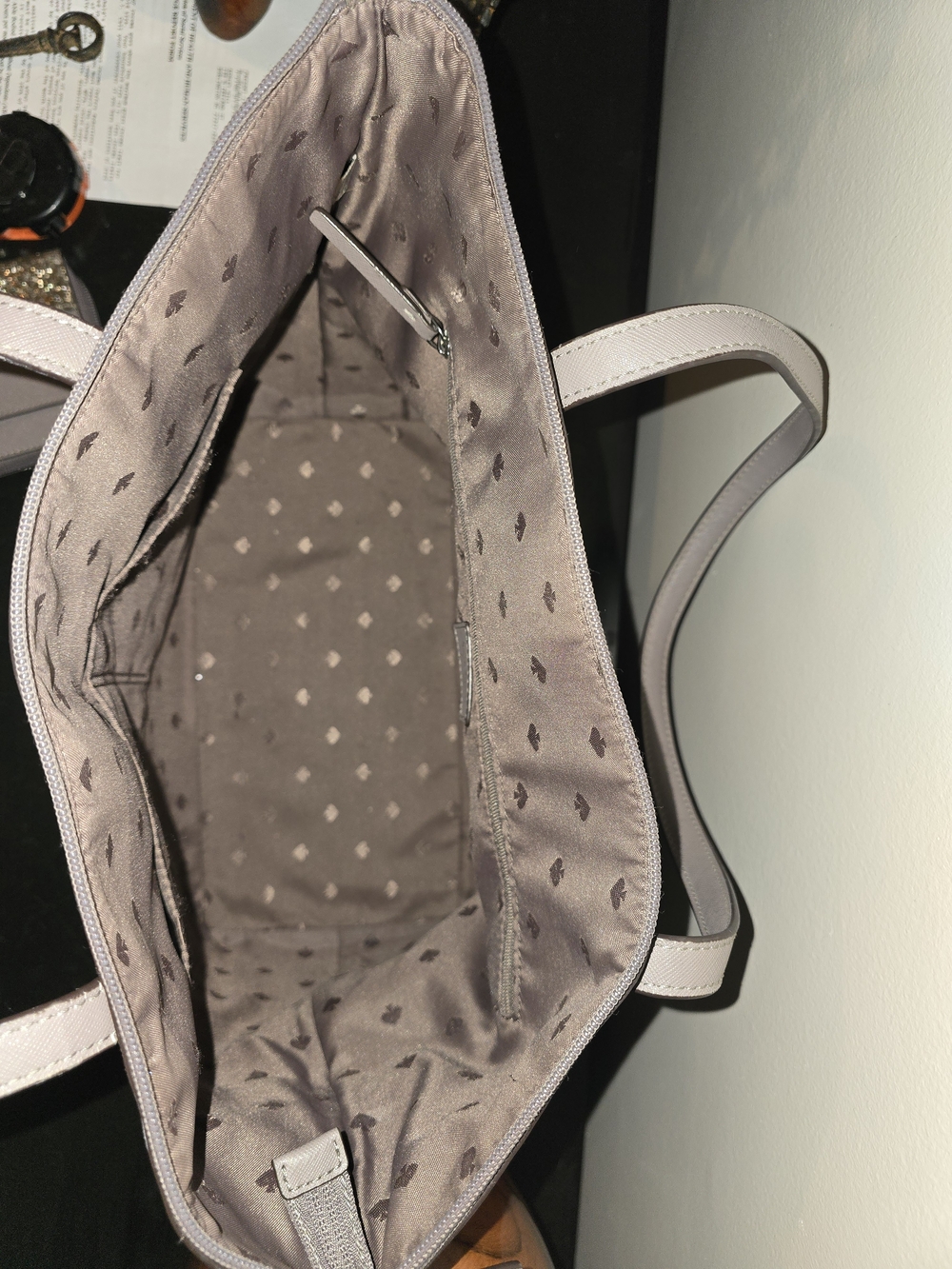 Kate Spade Greta Court Glitter Penny Tote in a gray Saffiano leather - Picture 5 of 7